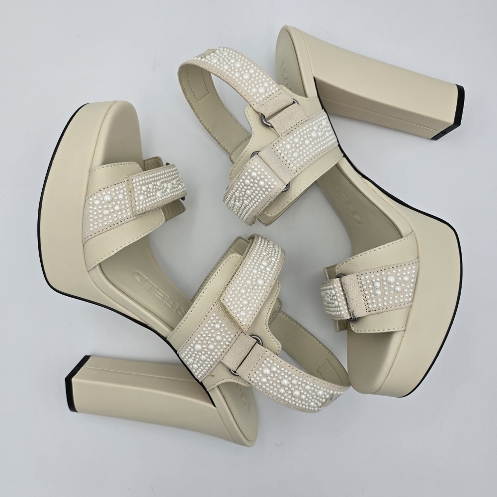 NWOT Karl Lagerfeld Paris Alessia Pearl Platform Sandals, Women's 10 - Picture 15 of 16